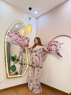 E503 3PC PEPLUM SHARARA SUIT