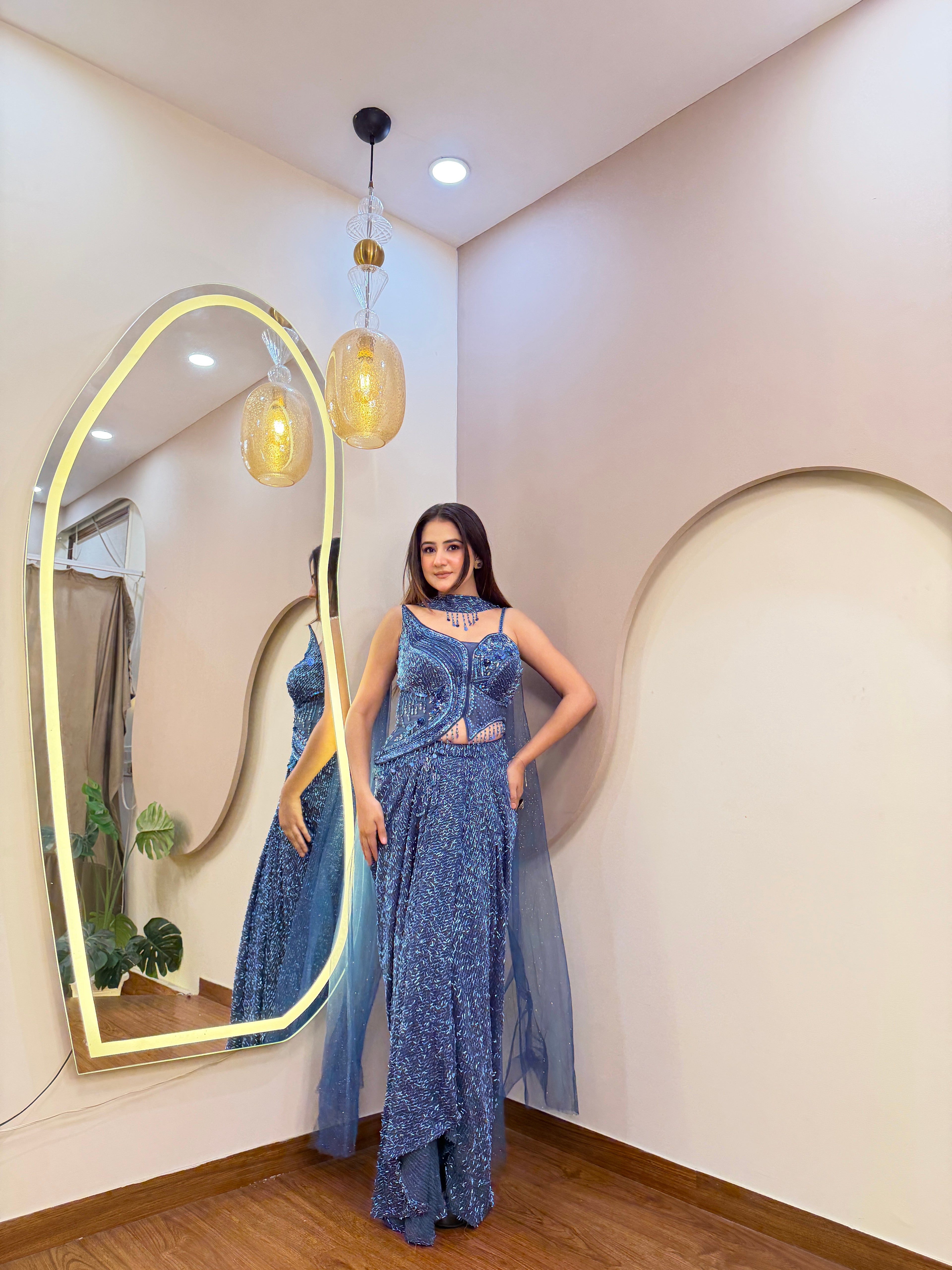 E482 INDO WESTERN CROP TOP SKIRT