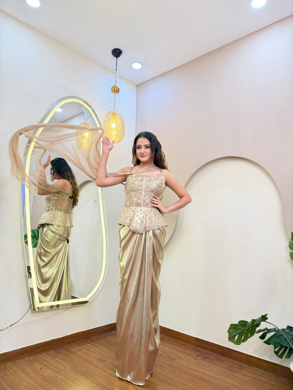 E210 INDO WESTERN DRAPE COORD SET