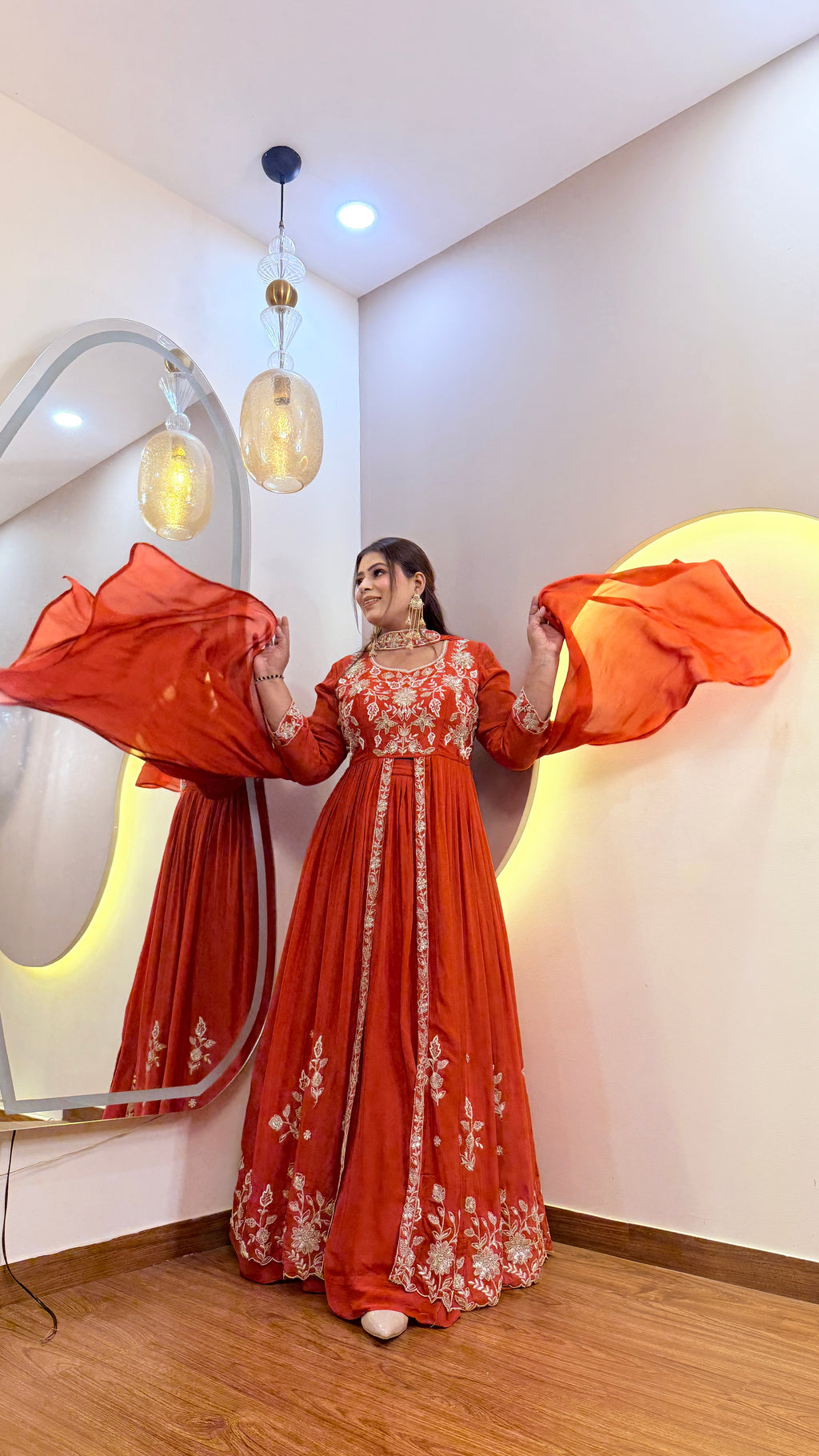 E936 SHERWANI STYLE ANARKALI WITH SKIRT