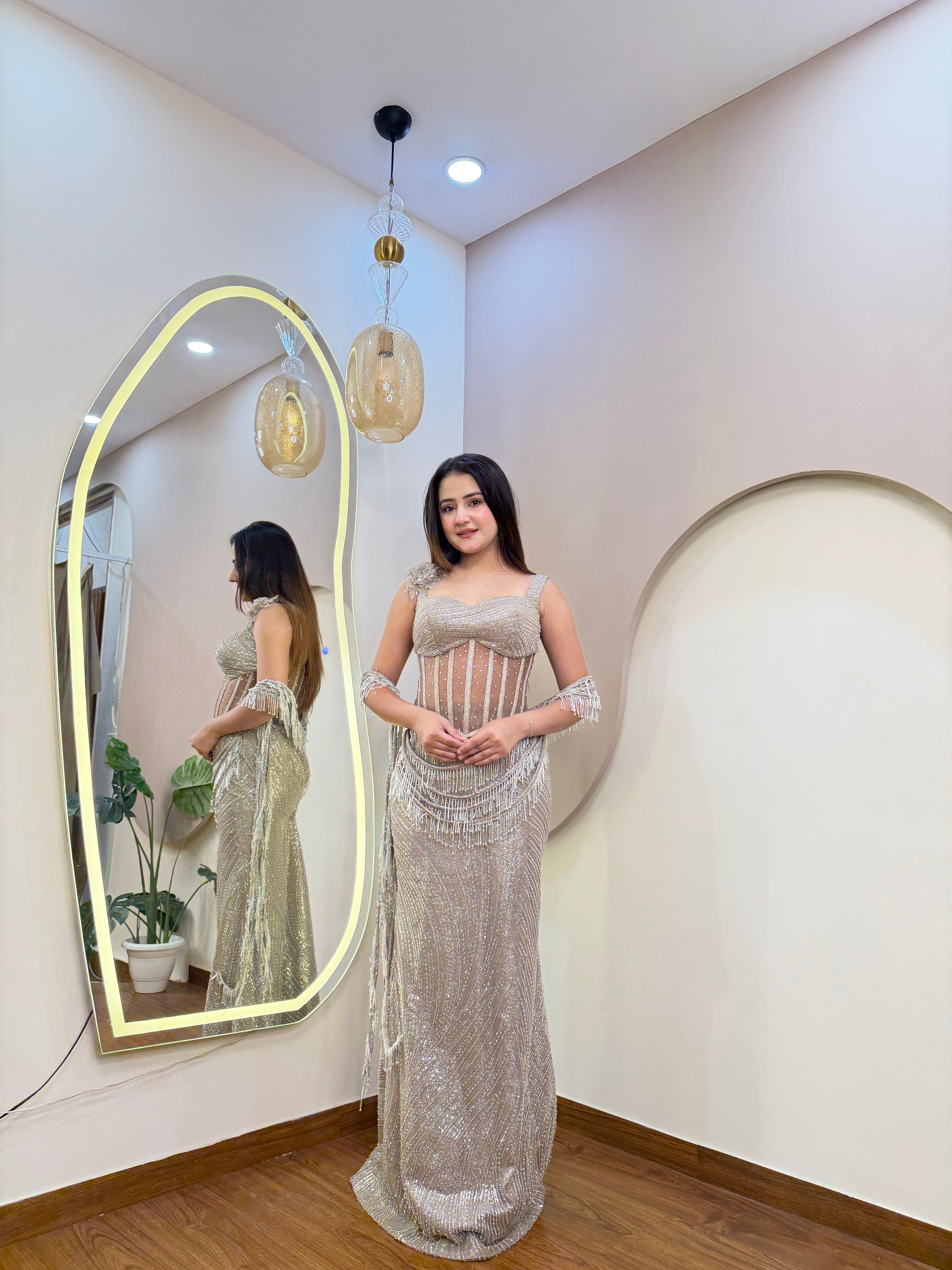 E392 AARFA REGAL DRAPE SAREE