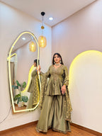 E701 PEPLUM SHARARA SUIT