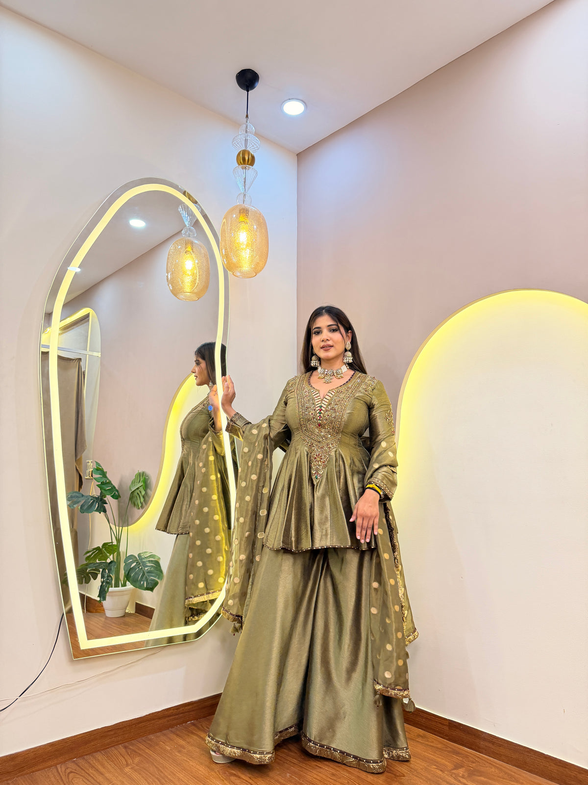 E701 PEPLUM SHARARA SUIT