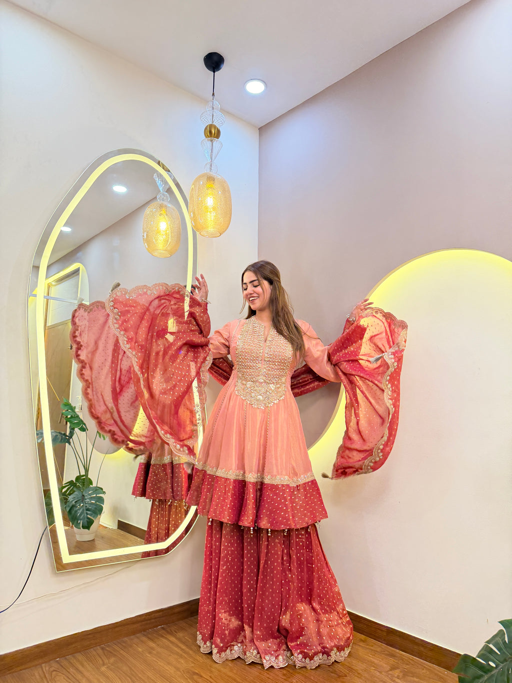 E337 PEPLUM SHARARA SUIT