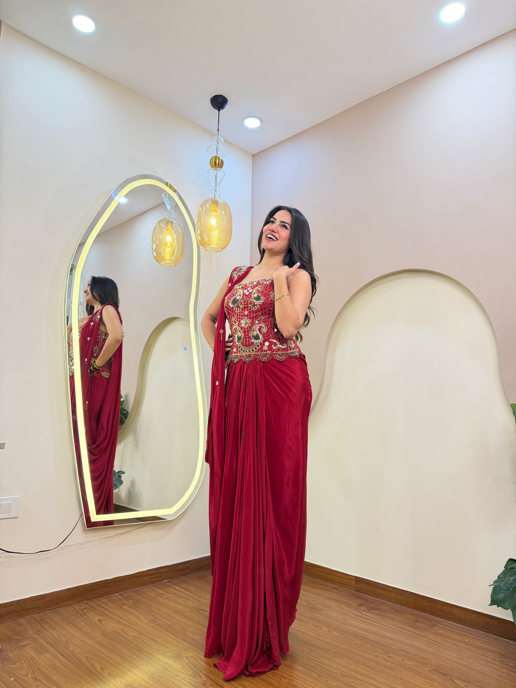 E212 INDO WESTARN DRAPE SAREE