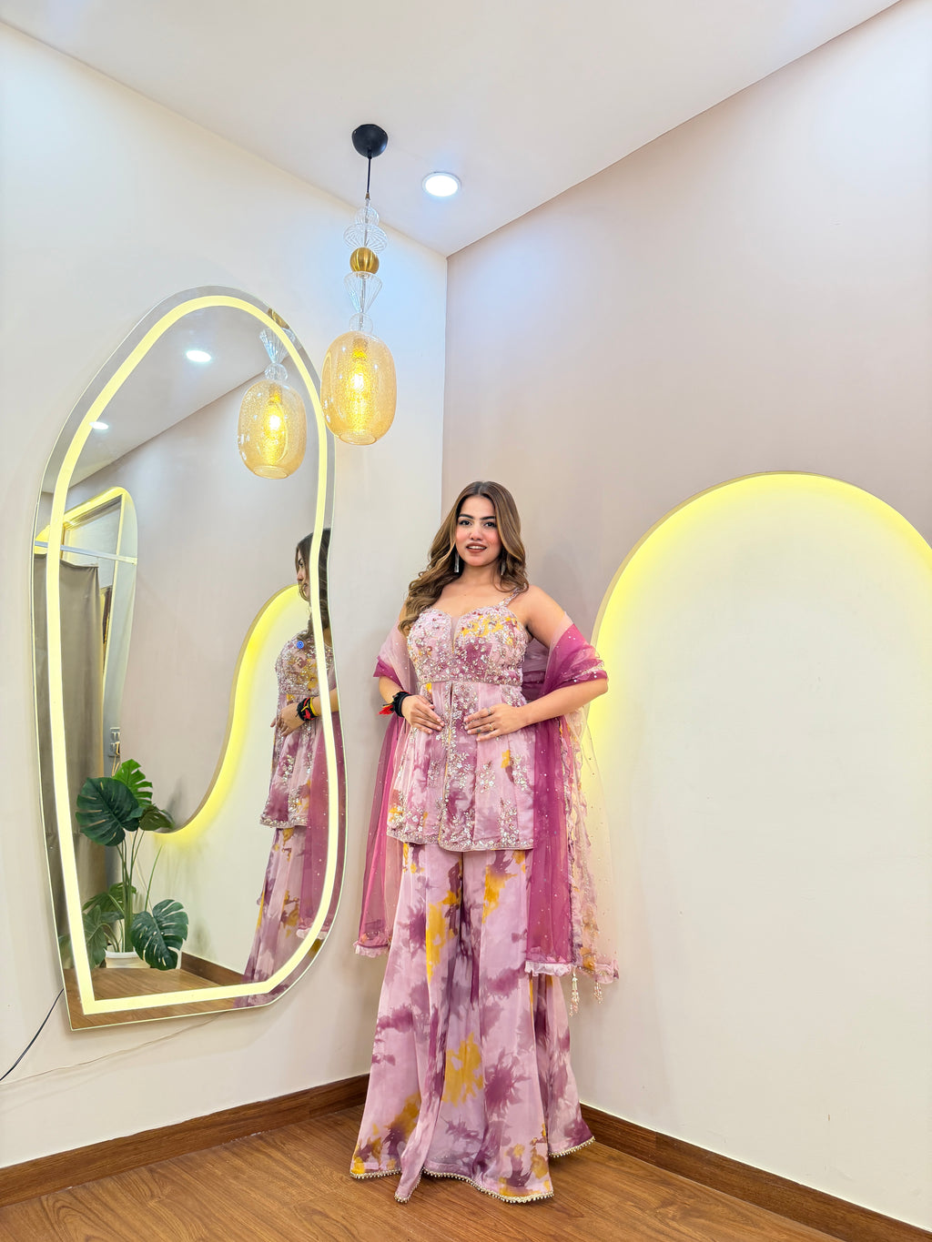 E622 PEPLUM SHARARA SET