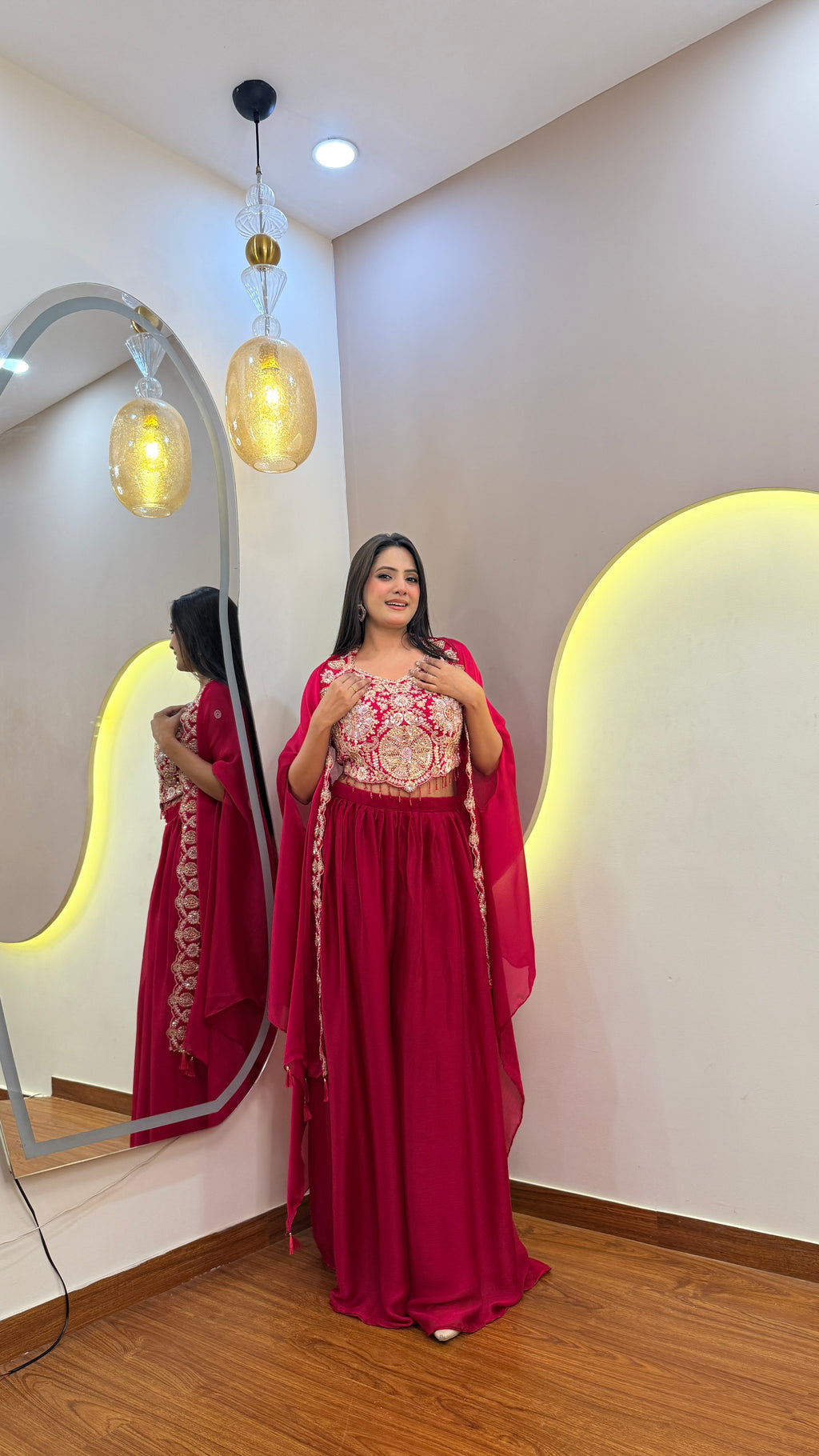 F103 3PC PLAZO WITH CAPE SET