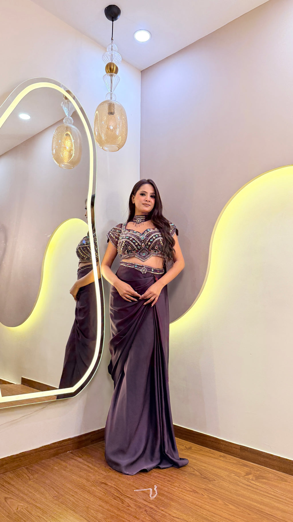 E963 3PC DRAPE SKIRT SET
