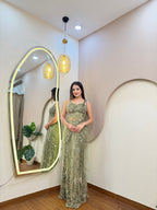 E486 INDO WESTERN DRAPE SAREE