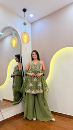 E996 3PC PEPLUM SHARARA SET