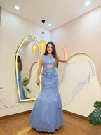 E366 INDO WESTERN FISH CUT LEHENGA