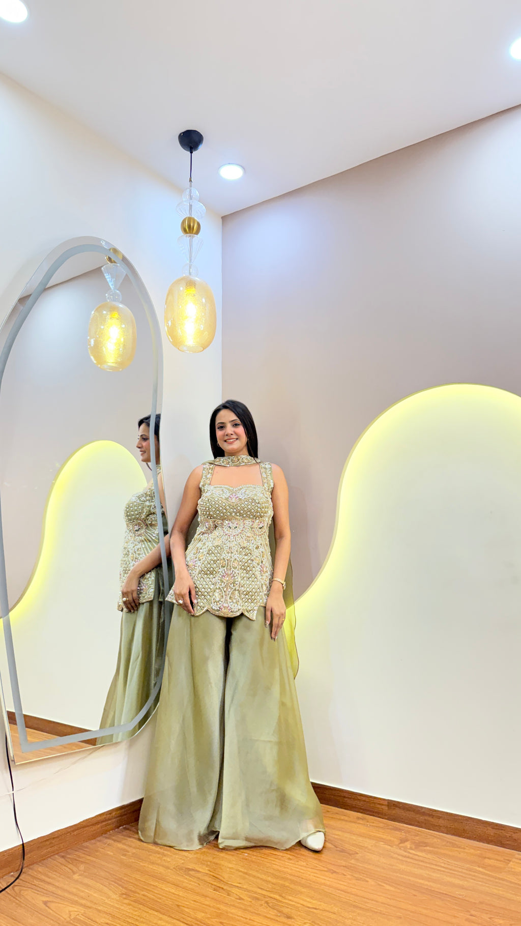 F11 3PC PEPLUM SHARARA SET