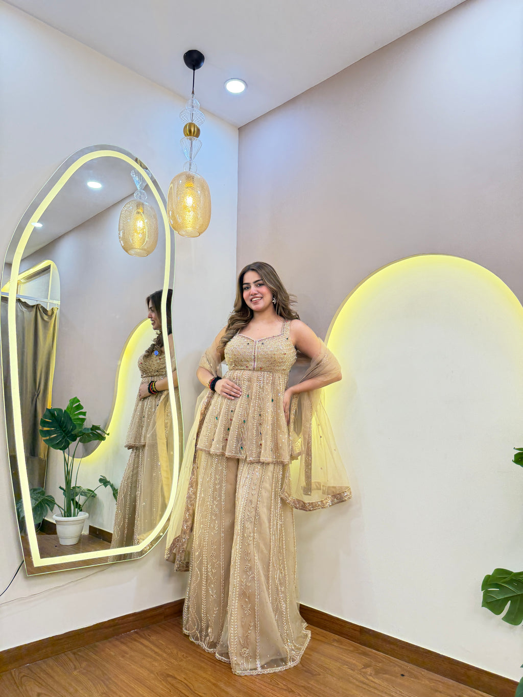 E570 PEPLUM SHARARA SET