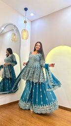 F15 PEPLUM 3PC SHARARA SET