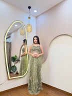 E486 INDO WESTERN DRAPE SAREE