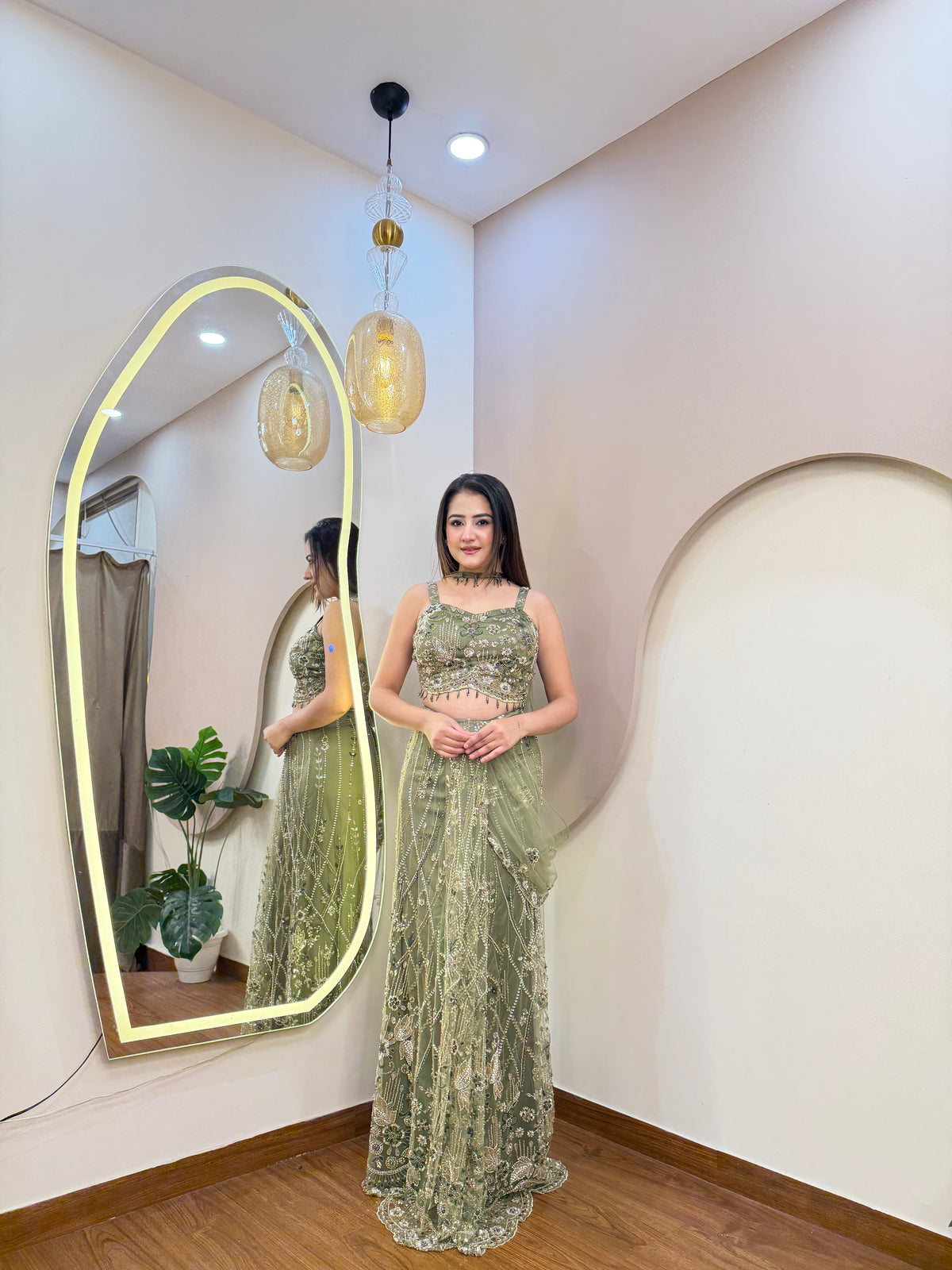 E486 INDO WESTERN DRAPE SAREE