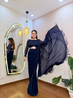 E393 INDO WESTERN DRAPE SAREE