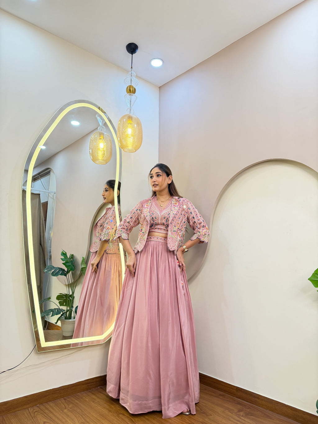 C821 INDO WESTERN JACKET STYLE LEHENGA