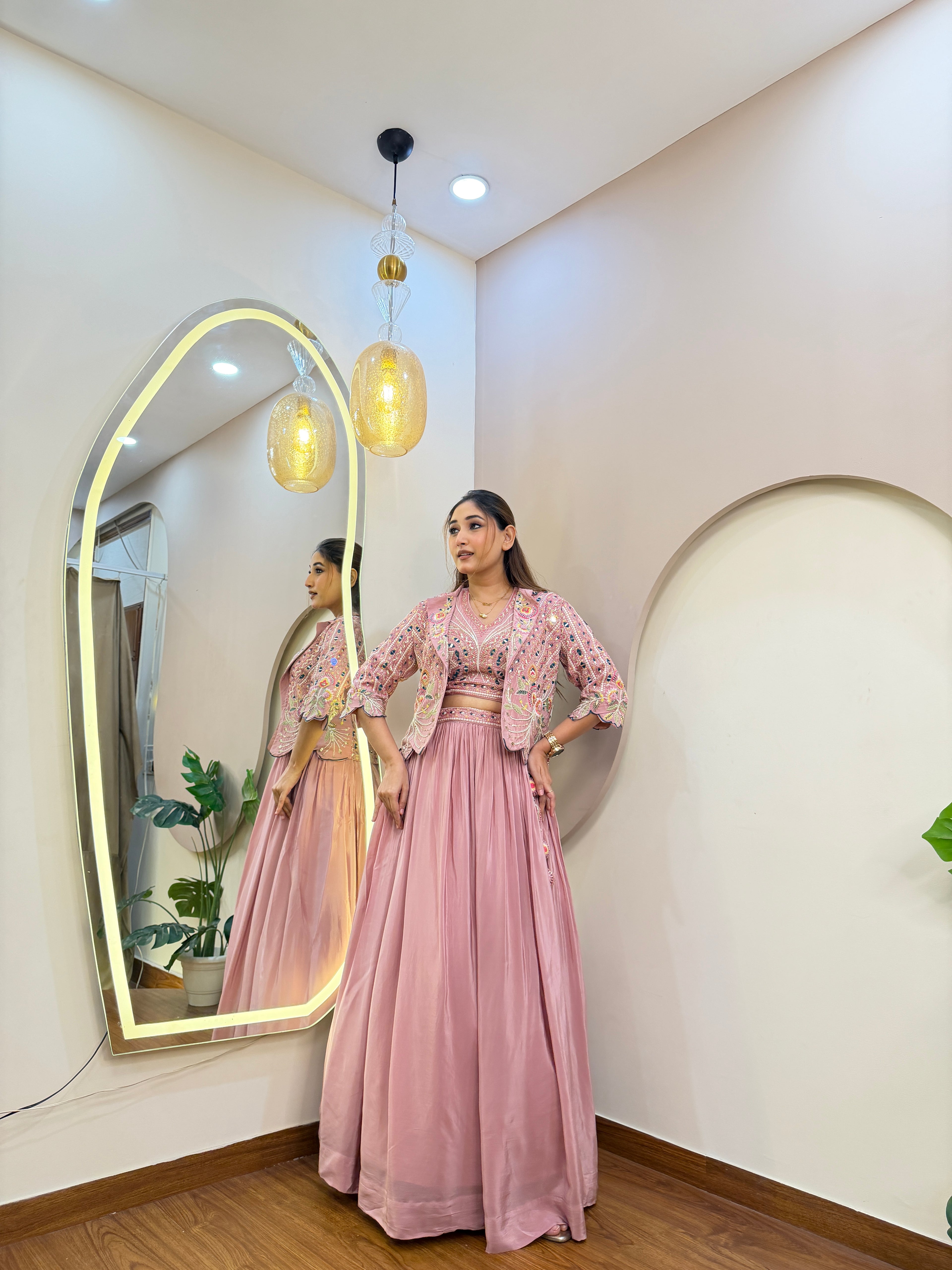 C821 INDO WESTERN JACKET STYLE LEHENGA
