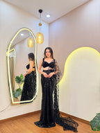 E541 INDO WESTERN DRAPE SAREE