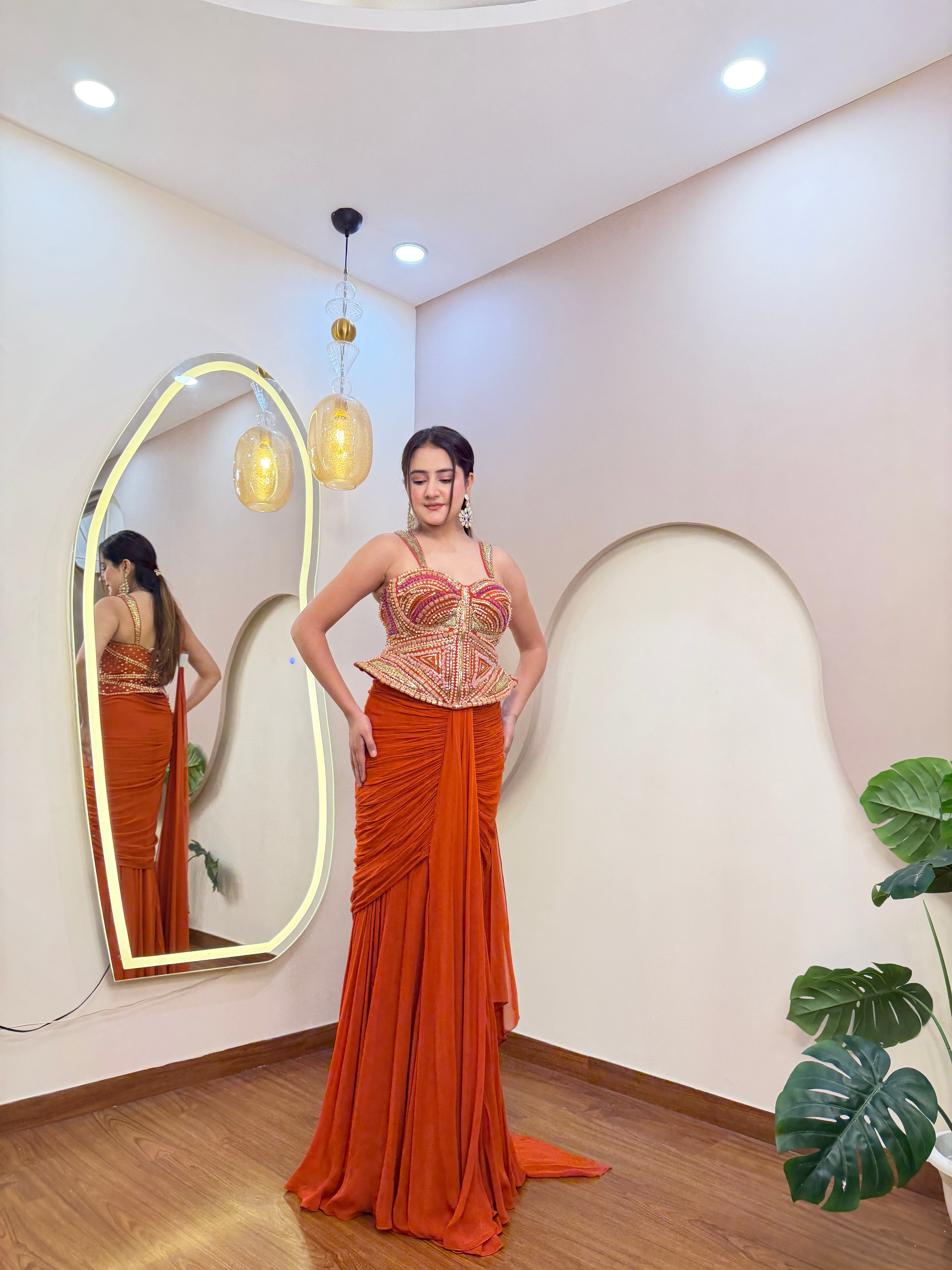 E383 AARFA REGAL DRAPE SAREE