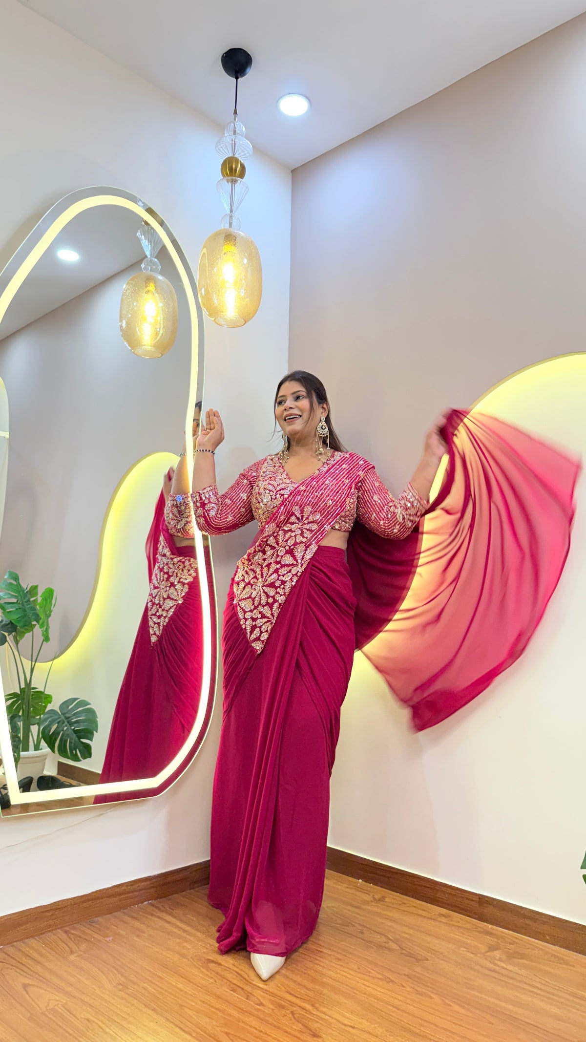 INDO WESTERN DRAPE SAREE
