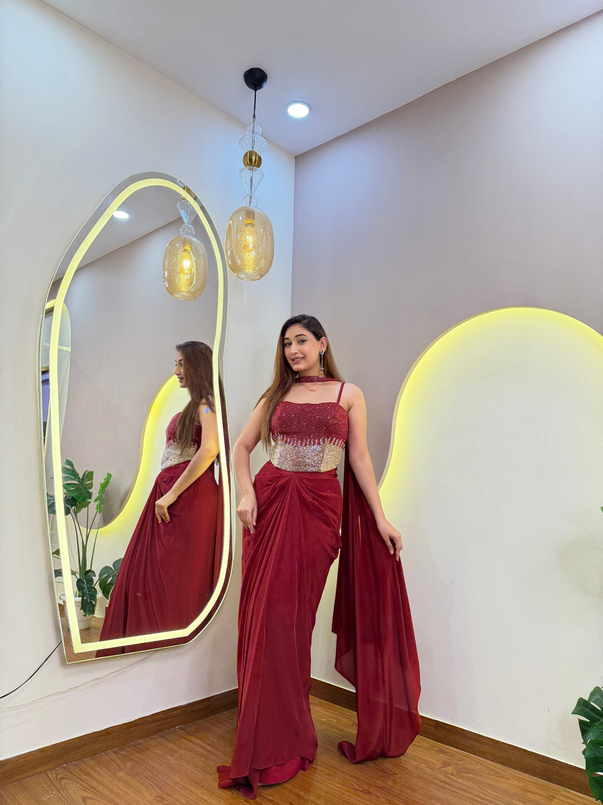 E933 3PC DRAPE SKIRT SET