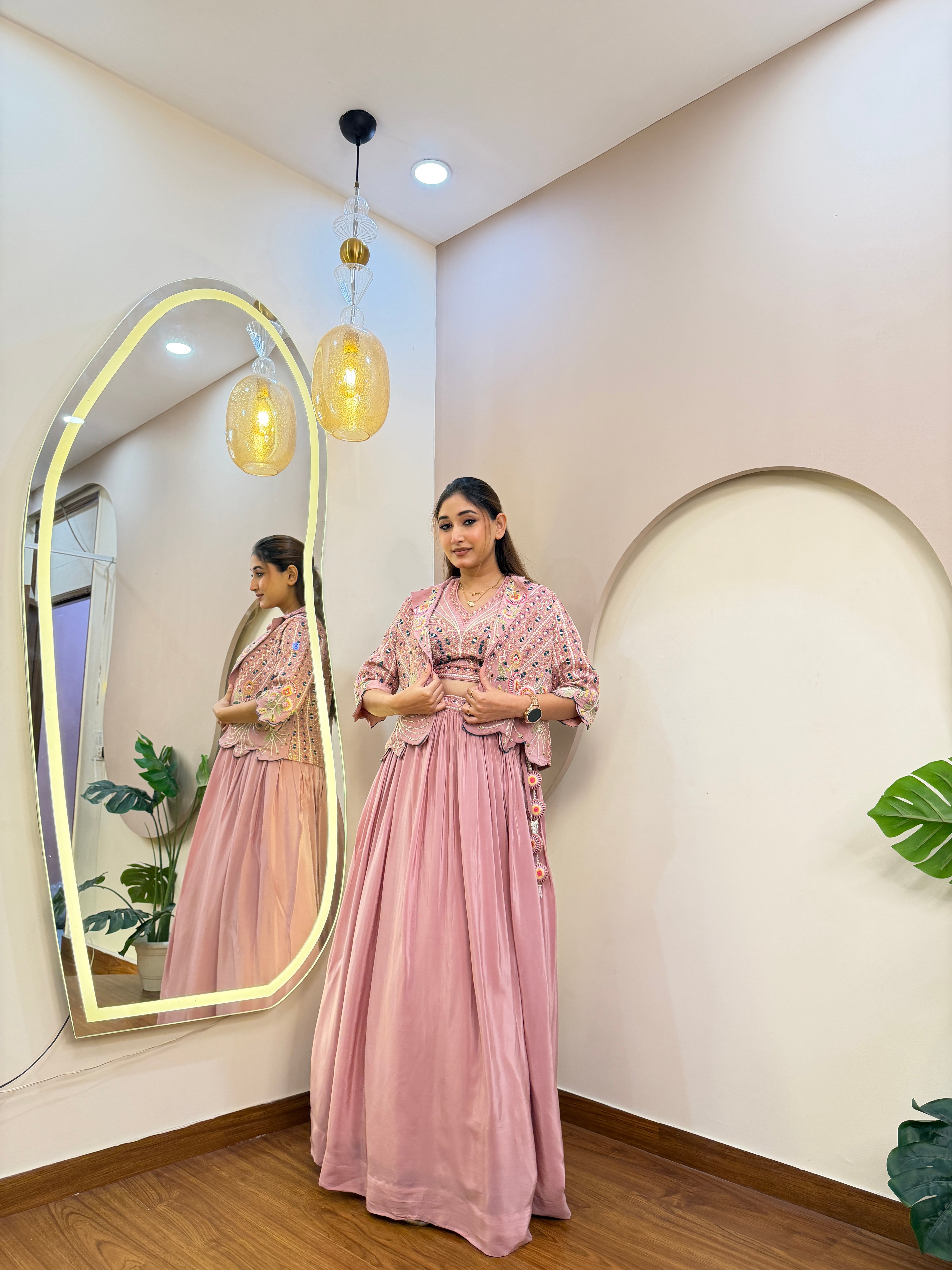 C821 INDO WESTERN JACKET STYLE LEHENGA