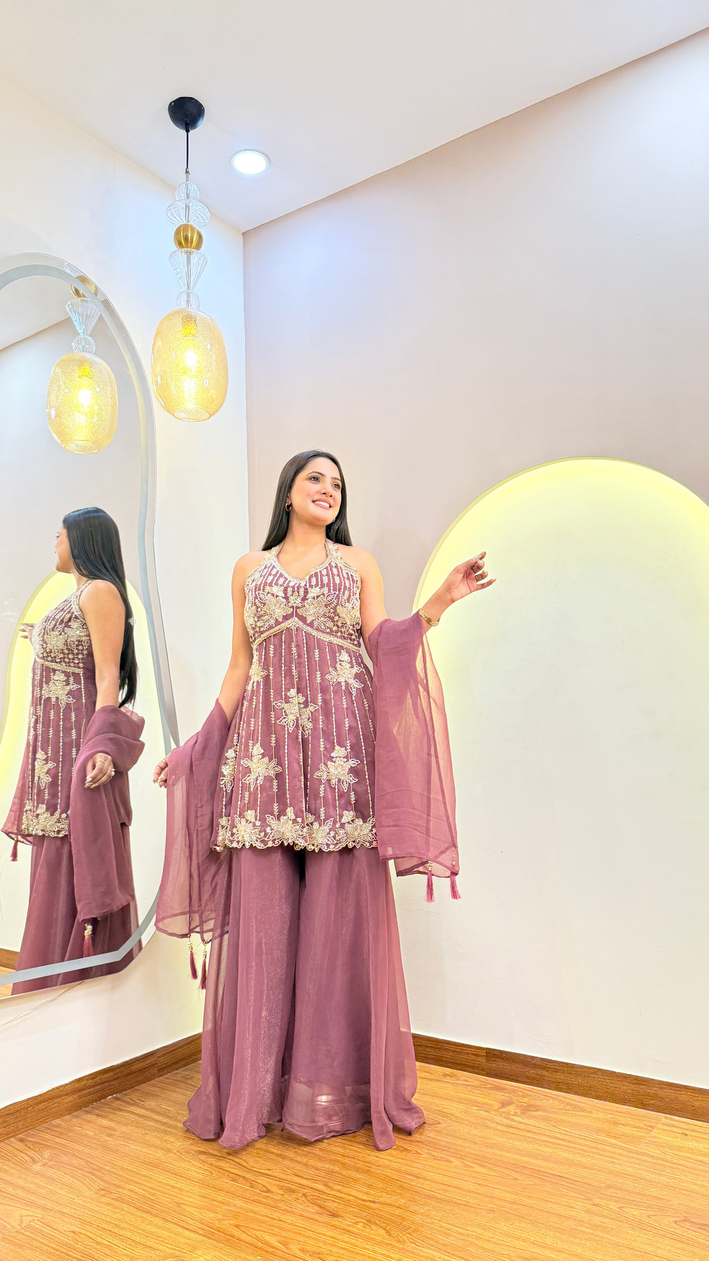 E996 3PC PEPLUM SHARARA SET