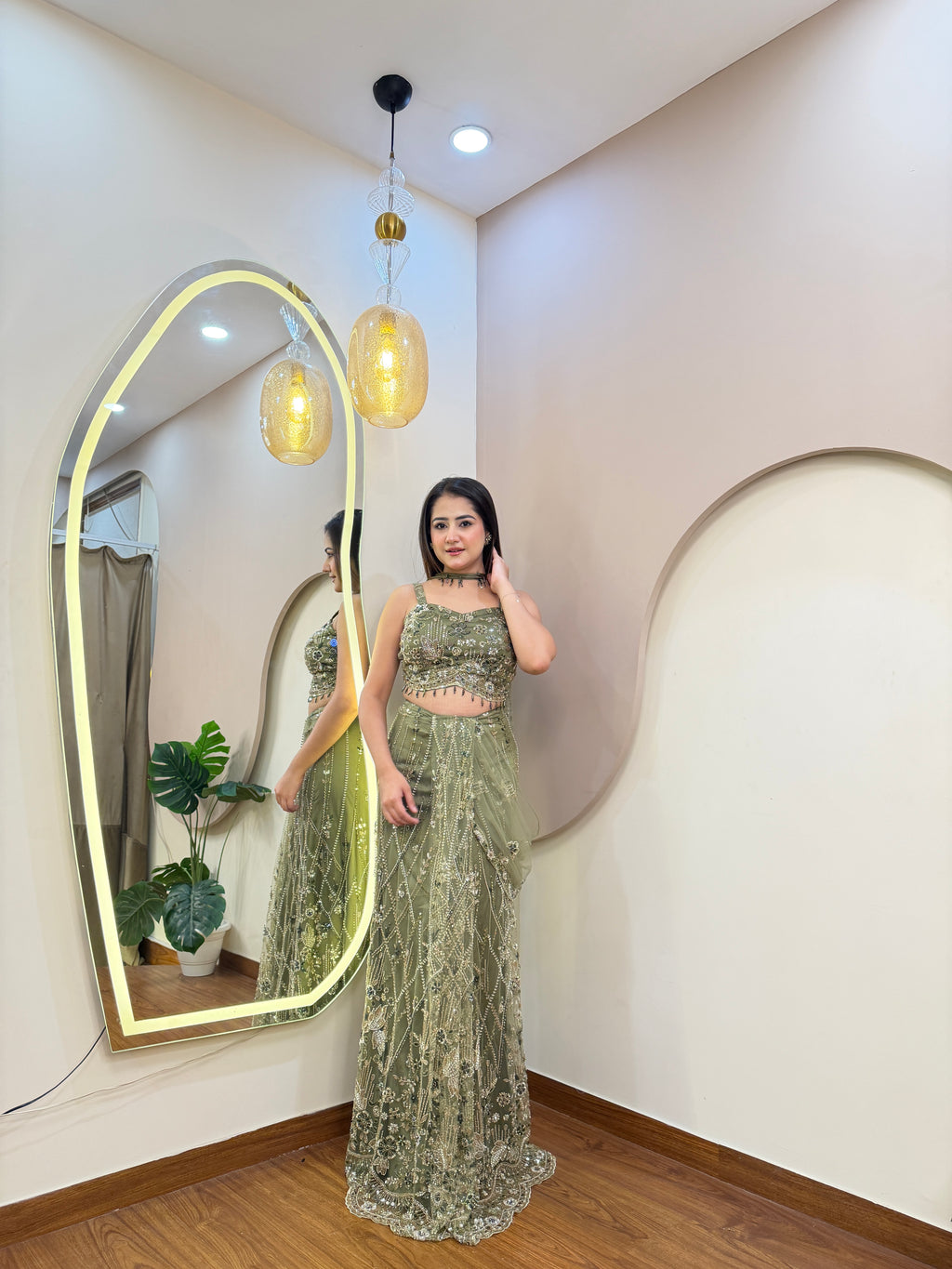 E486 INDO WESTERN DRAPE SAREE