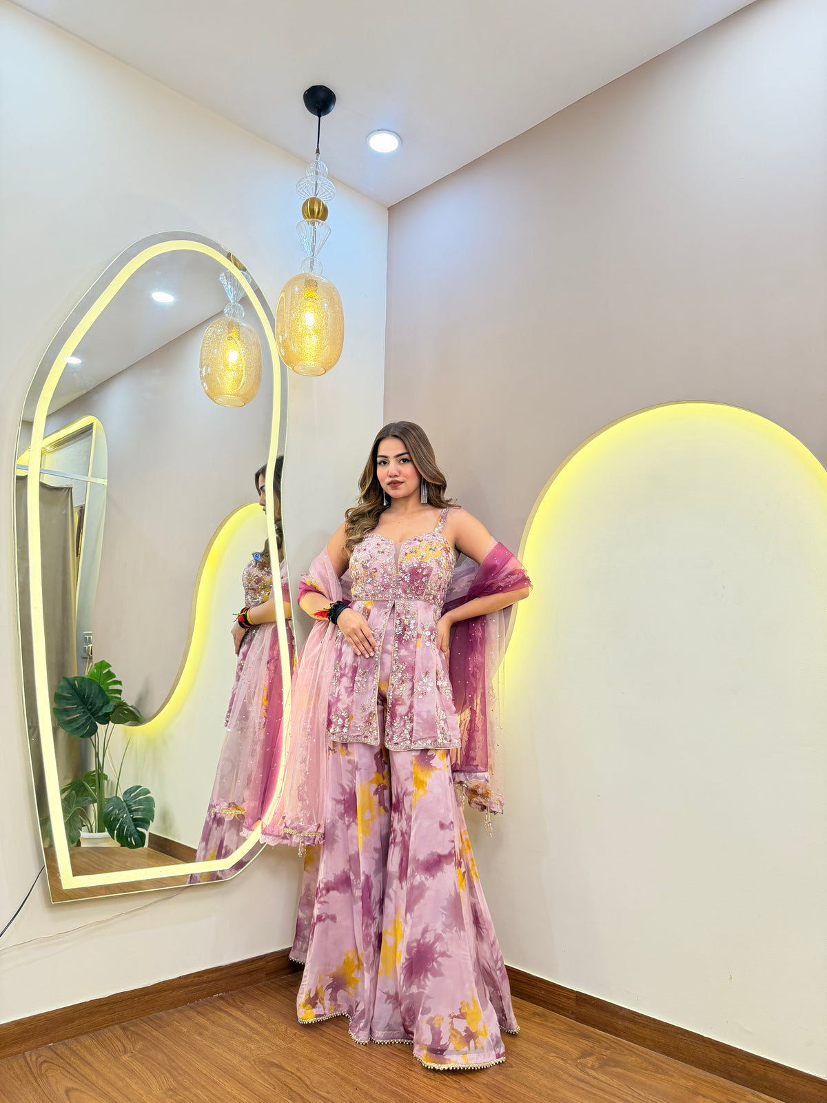 E622 PEPLUM SHARARA SET