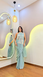 E978 INDO WESTERN DRAPE SAREE