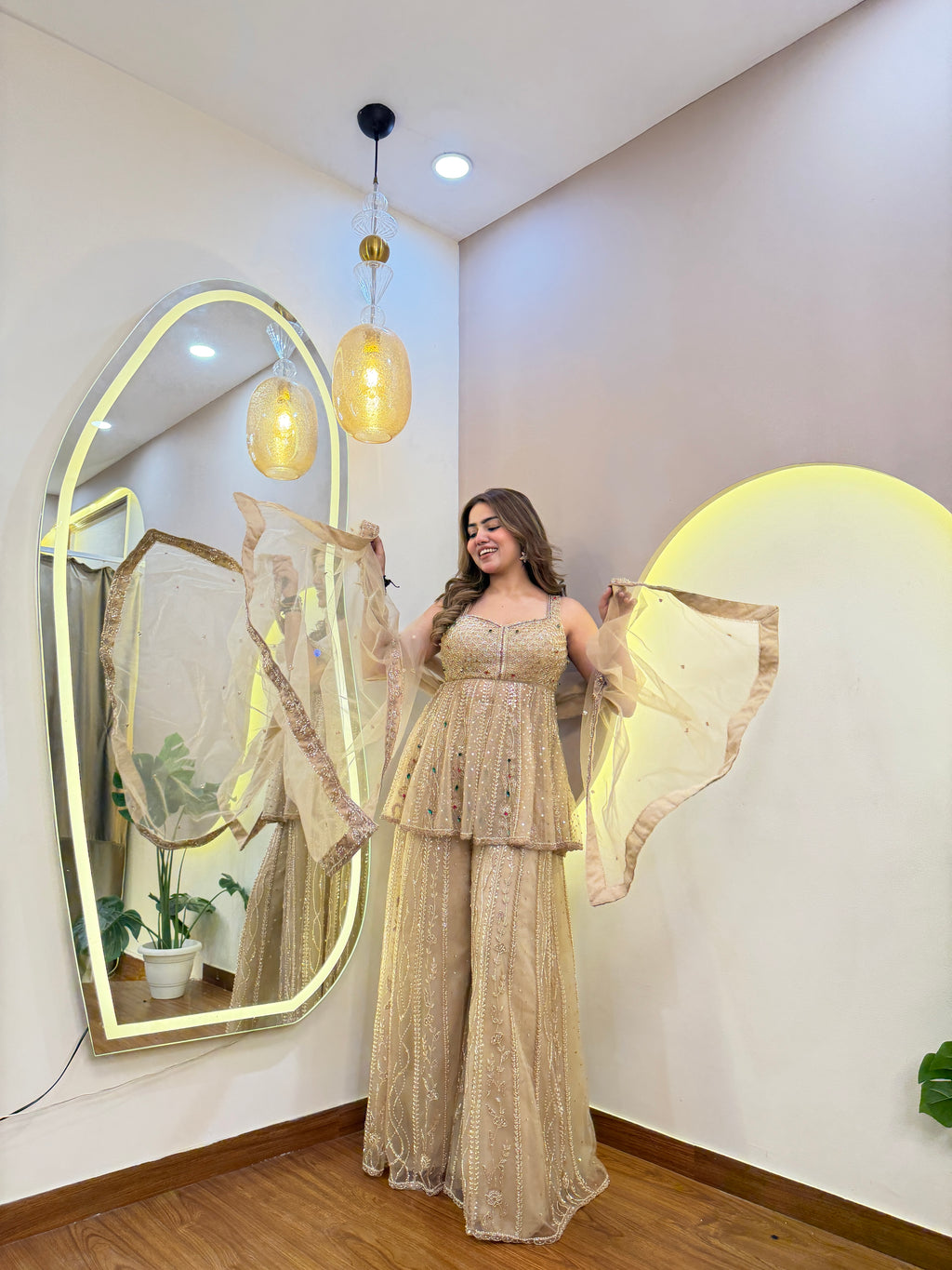 E570 PEPLUM SHARARA SET