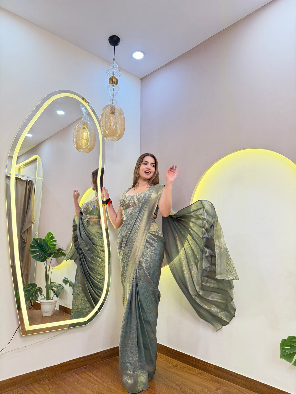 E585 BANARSI DRAPE SAREE
