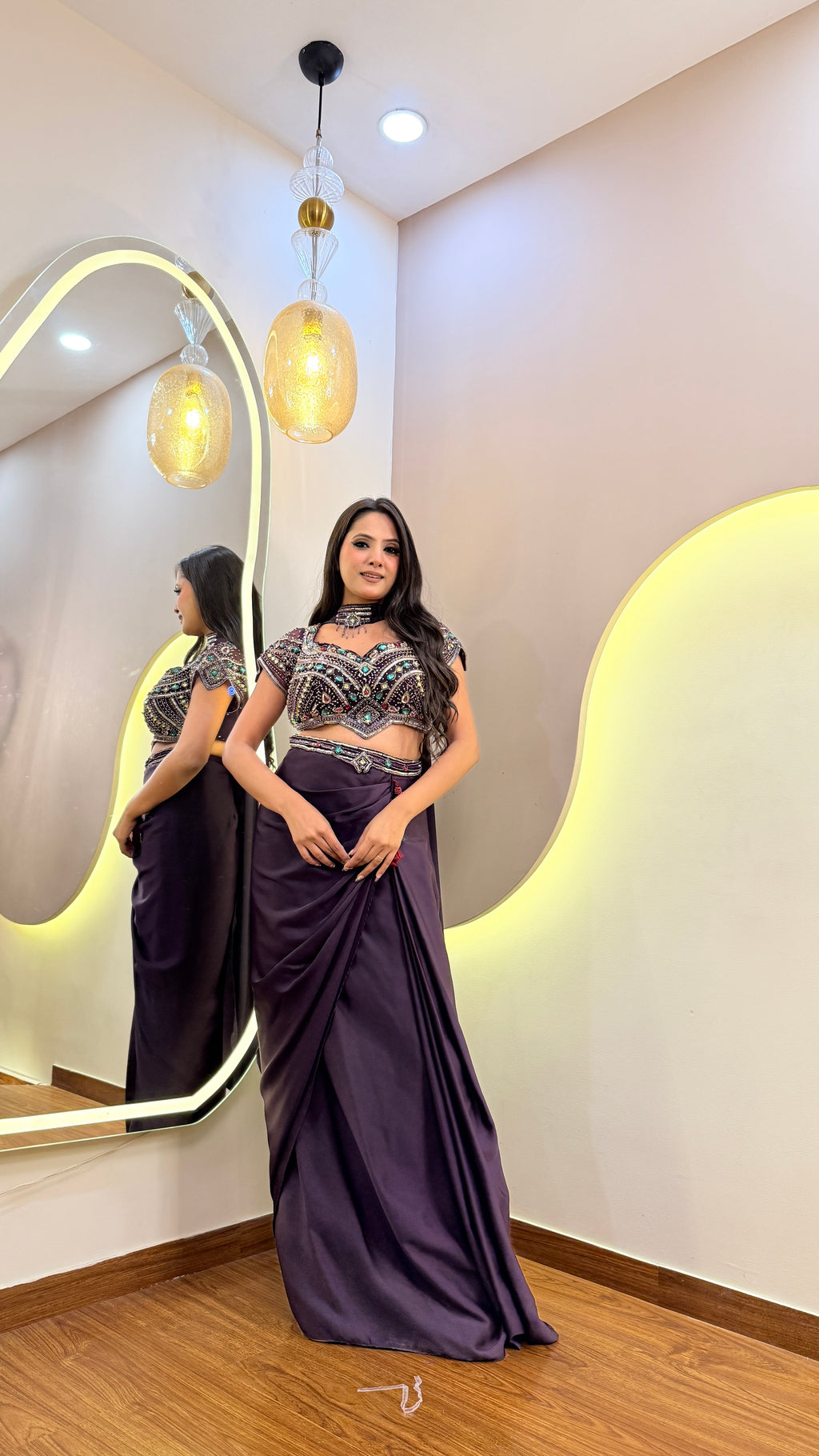E963 3PC DRAPE SKIRT SET