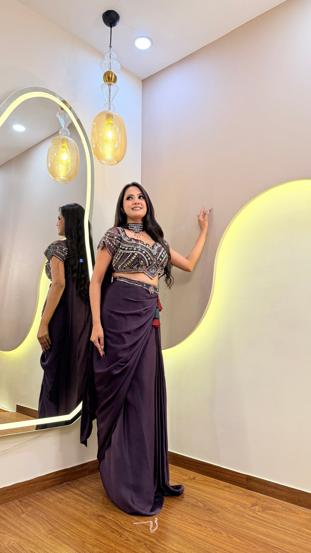 E963 3PC DRAPE SKIRT SET