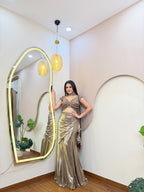 E455 INDO WESTERN DRAPE SAREE