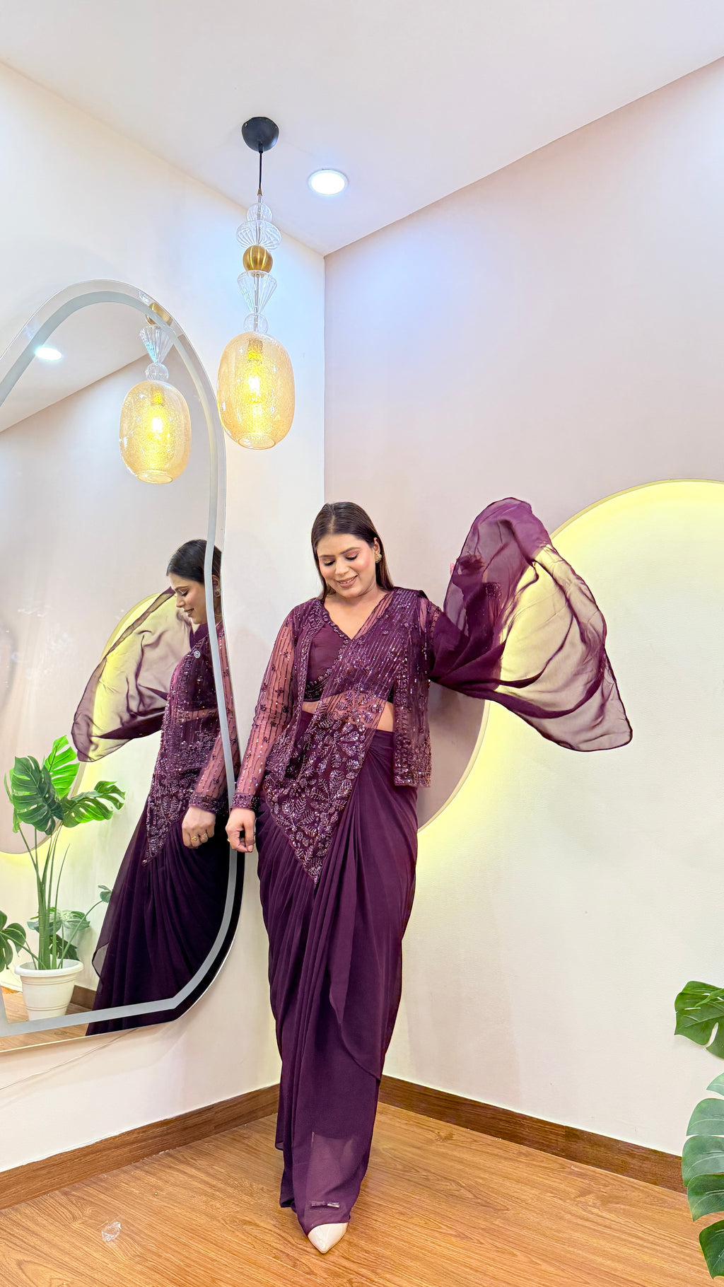 E850 INDO WESTERN DRAPE SARE WITH JACKET