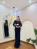 E393 INDO WESTERN DRAPE SAREE