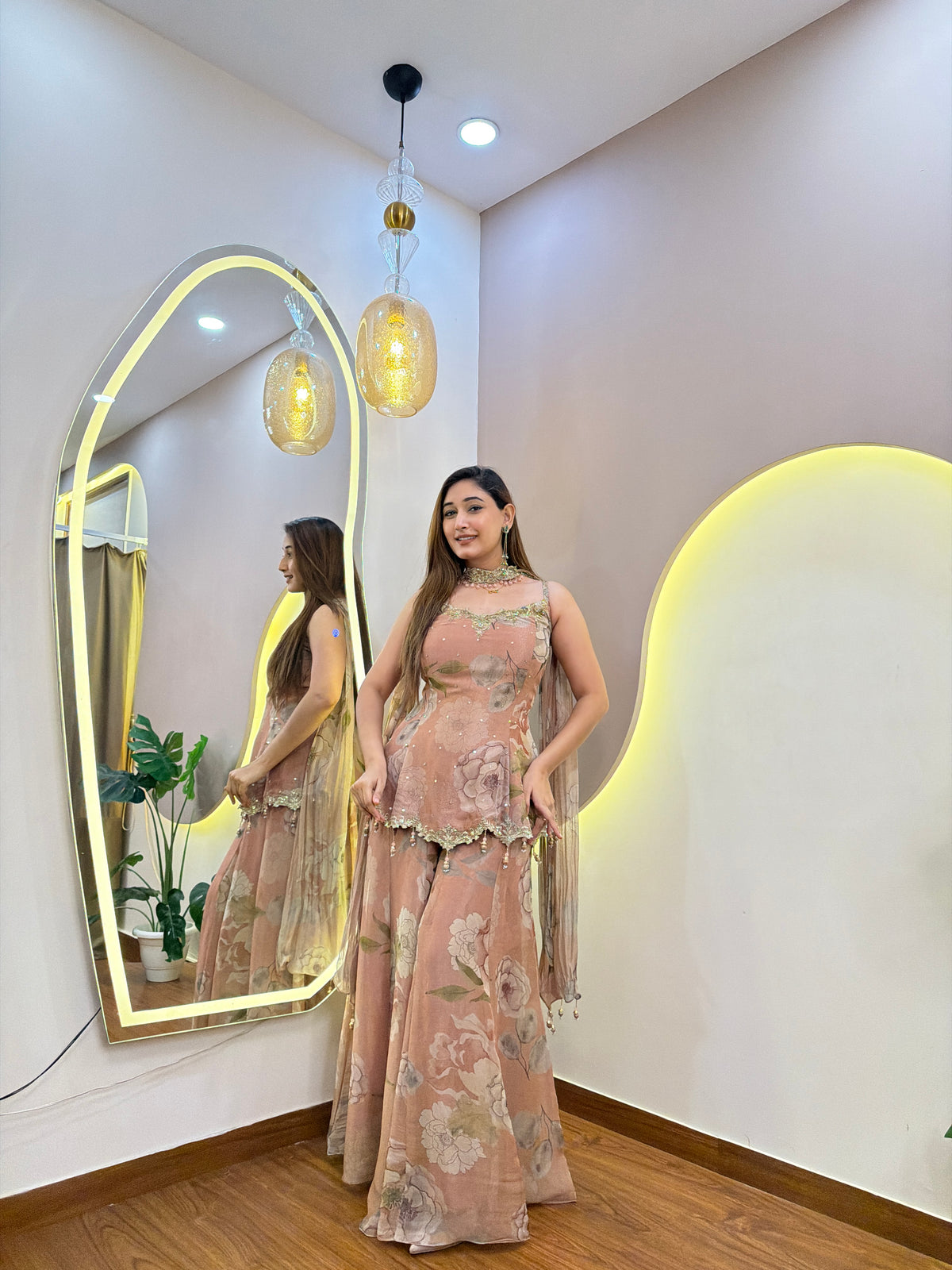 E917 PEPLUM 3PC SHARARA SET