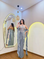 E660 3PC DRAPE SKIRT TOP