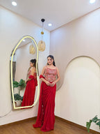 E419 INDO WESTERN DRAPE SAREE
