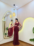 E610 INDO WESTERN DRAPE SAREE