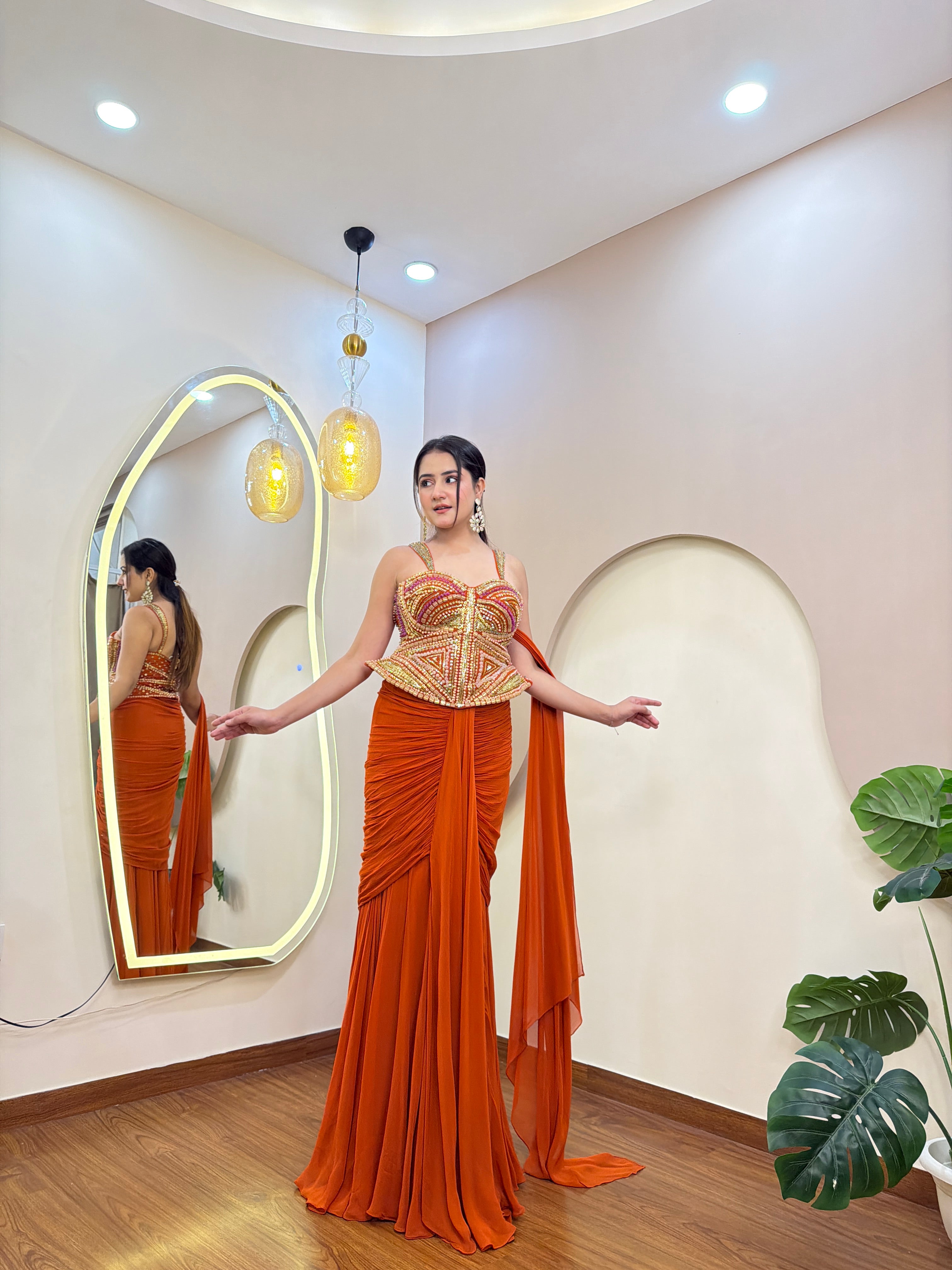 E383 AARFA REGAL DRAPE SAREE