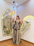 E584 PEPLUM SHARARA SET
