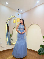 E366 INDO WESTERN FISH CUT LEHENGA