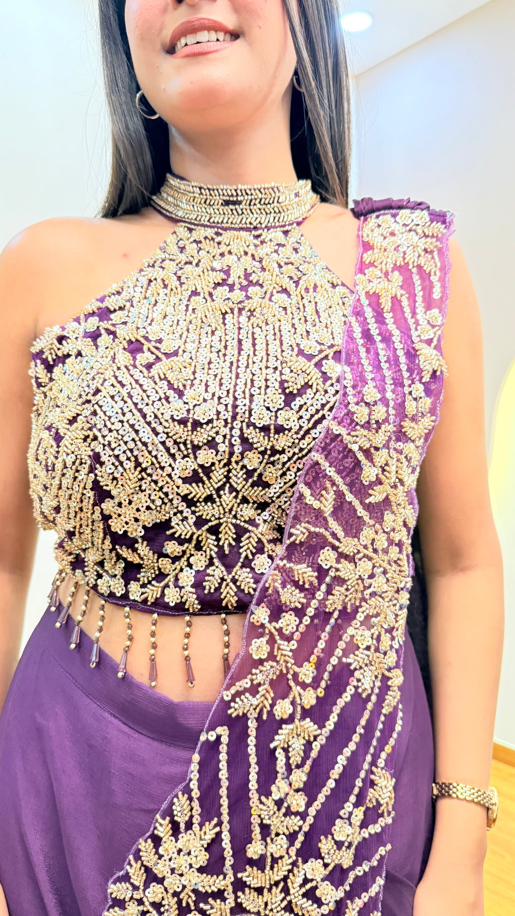 F23 INDO WESTERN DRAPE SAREE