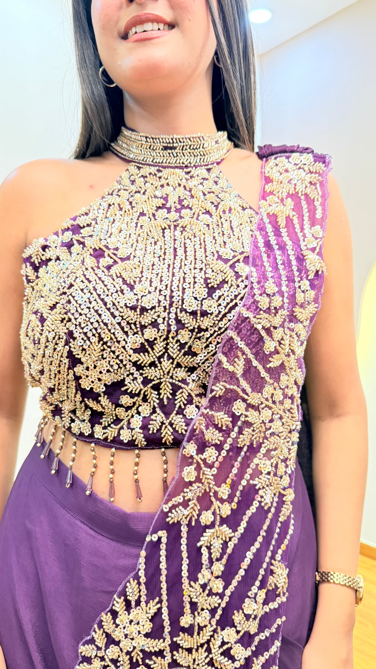 F23 INDO WESTERN DRAPE SAREE