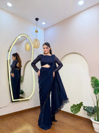 E393 INDO WESTERN DRAPE SAREE