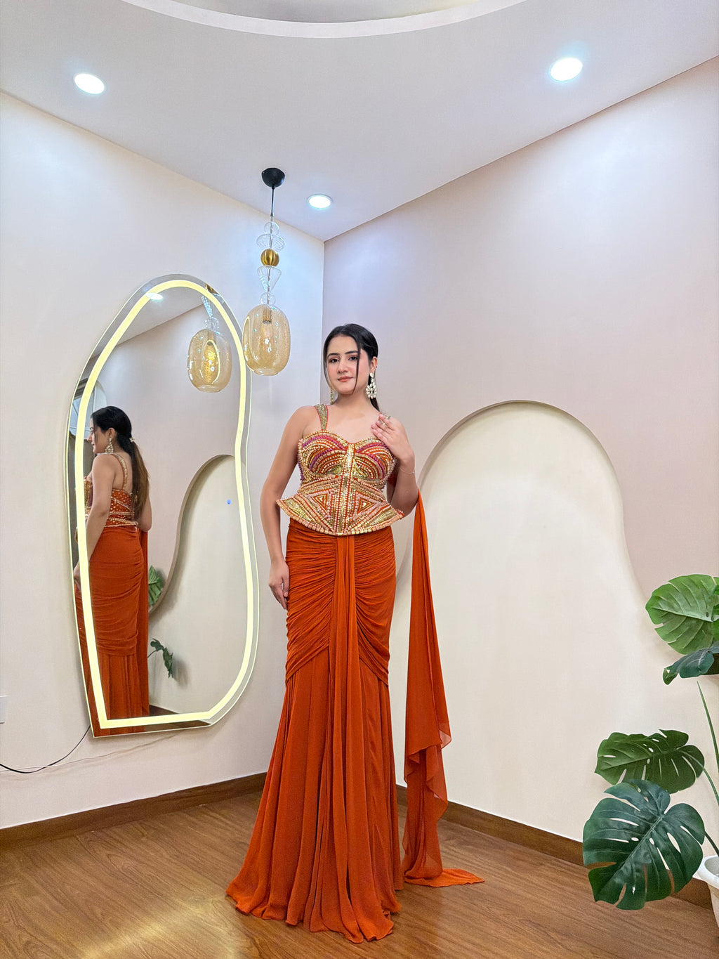 E383 AARFA REGAL DRAPE SAREE